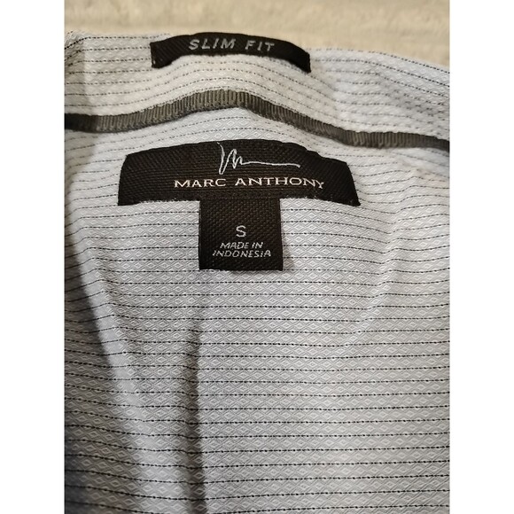 Marc Anthony Print Long Sleeve Button Front Shirt Small Blue Patterned Preppy - Picture 2 of 9